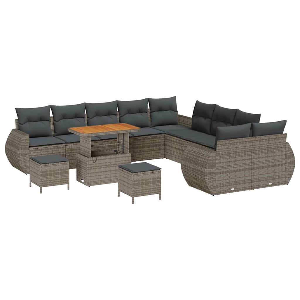 Tuinbankenset 13 pcs Grijs poly rattan