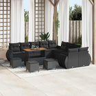 Tuinbankenset poly rattan zwart 14-delig