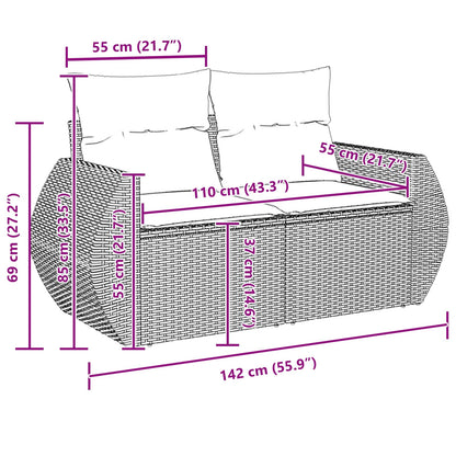 Tuinbankenset 14 pcs Zwart poly rattan