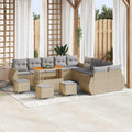 Garden Lounge Set 14 pcs Beige poly rattan