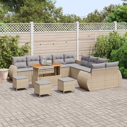 Tuinbankenset 14 pcs Beige poly rattan