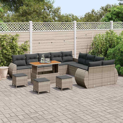 Tuinbankenset 14 pcs Grijs poly rattan