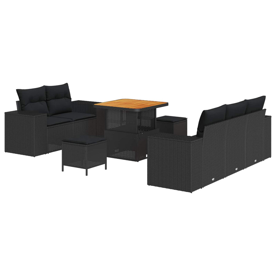 Tuinbankenset 8 pcs Zwart poly rattan