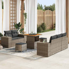 Tuinbankenset poly rattan grijs 221x62x85 cm
