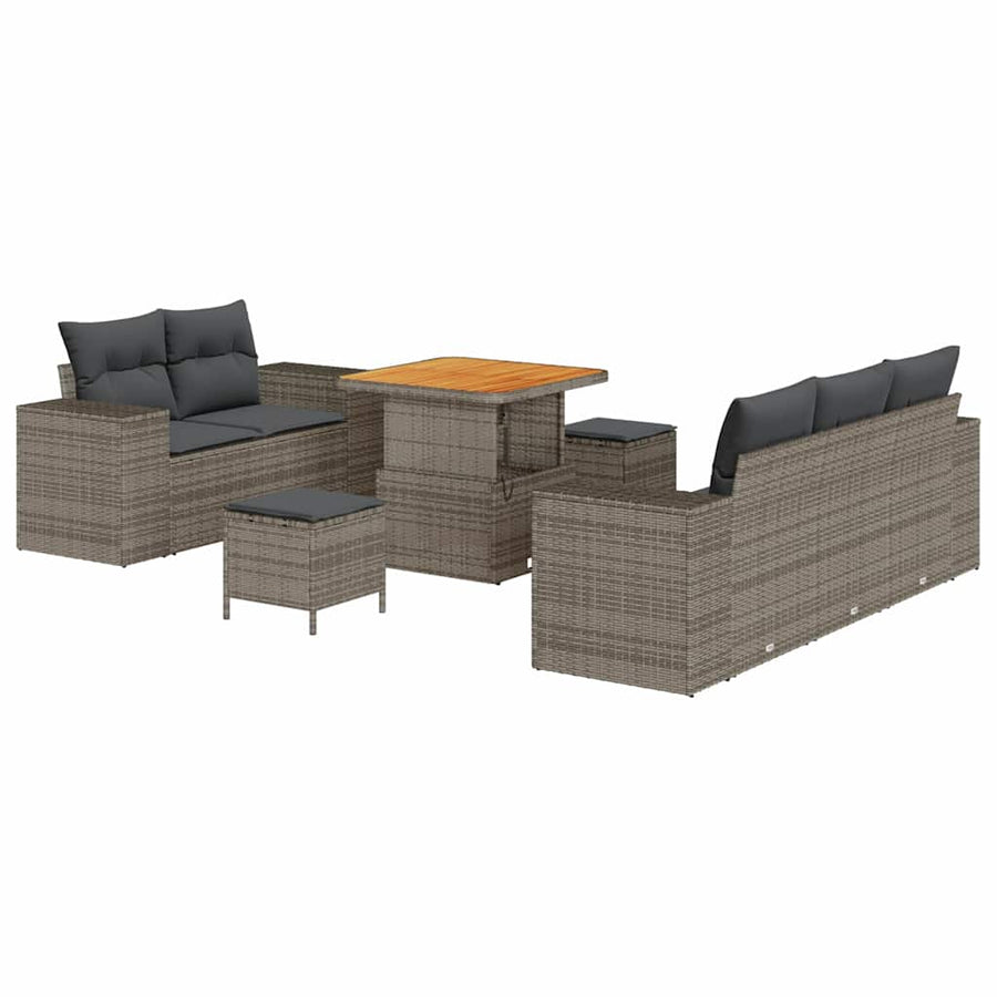 Tuinbankenset 8 pcs Grijs poly rattan