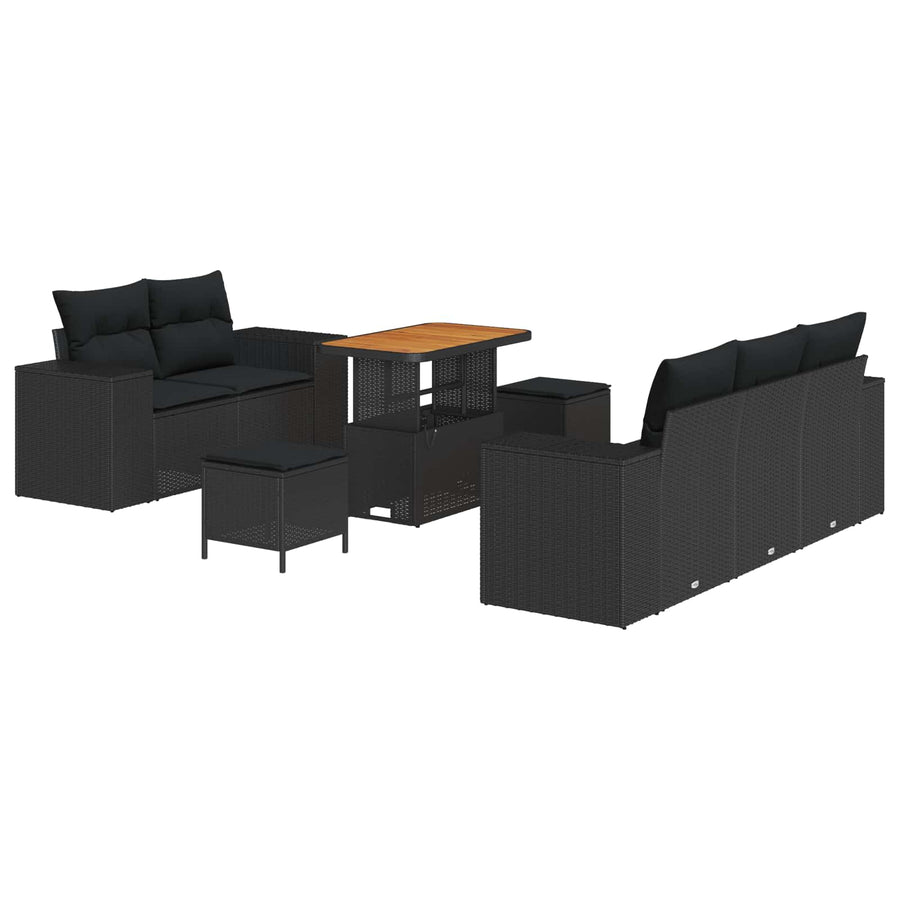 Tuinbankenset 8 pcs Zwart poly rattan
