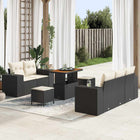 Tuinbankenset 7 persoons poly rattan acaciahout zwart