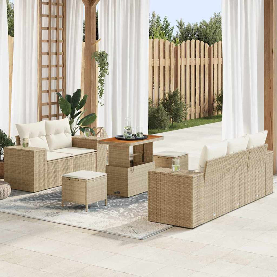 Tuinbankenset 8 pcs Beige poly rattan