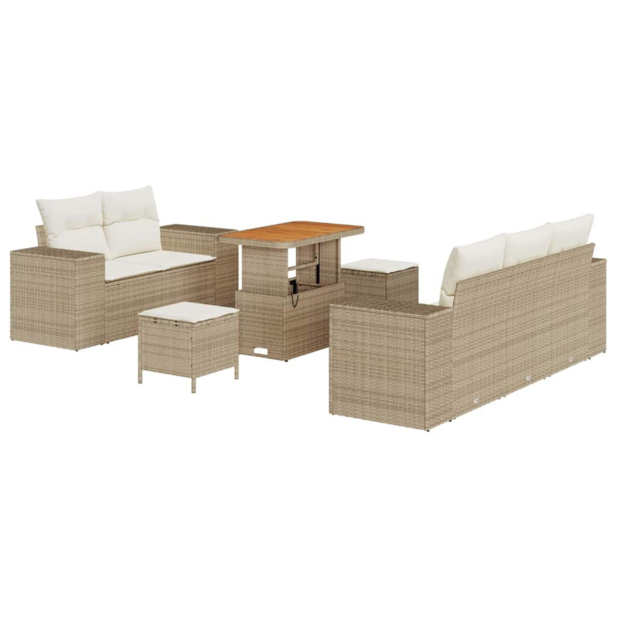 Tuinbankenset 8 pcs Beige poly rattan