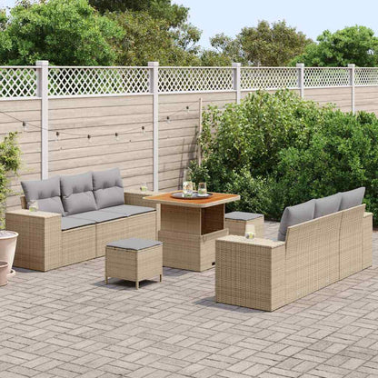 Tuin Sofa Set met kussen 9 pcs Beige Poly riet