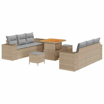 Tuin Sofa Set met kussen 9 pcs Beige Poly riet