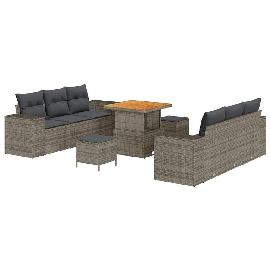 Tuin Sofa Set met opslag 9 pcs Grijs Poly riet