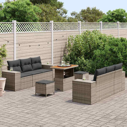 Tuin Sofa Set met opslag 9 pcs Grijs Poly riet