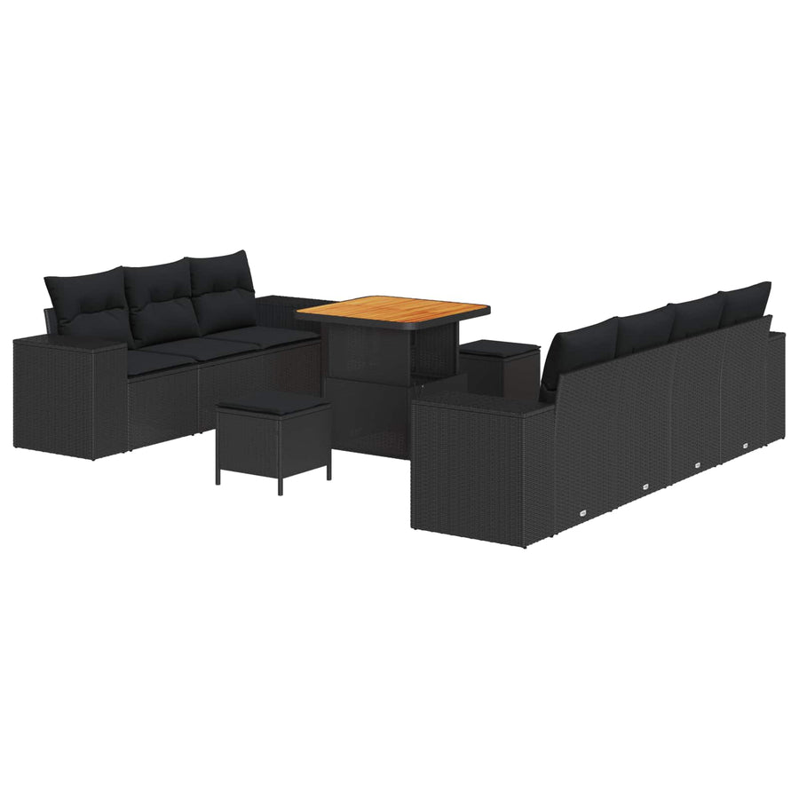 Tuin Sofa Set 10 pcs Zwart poly rattan