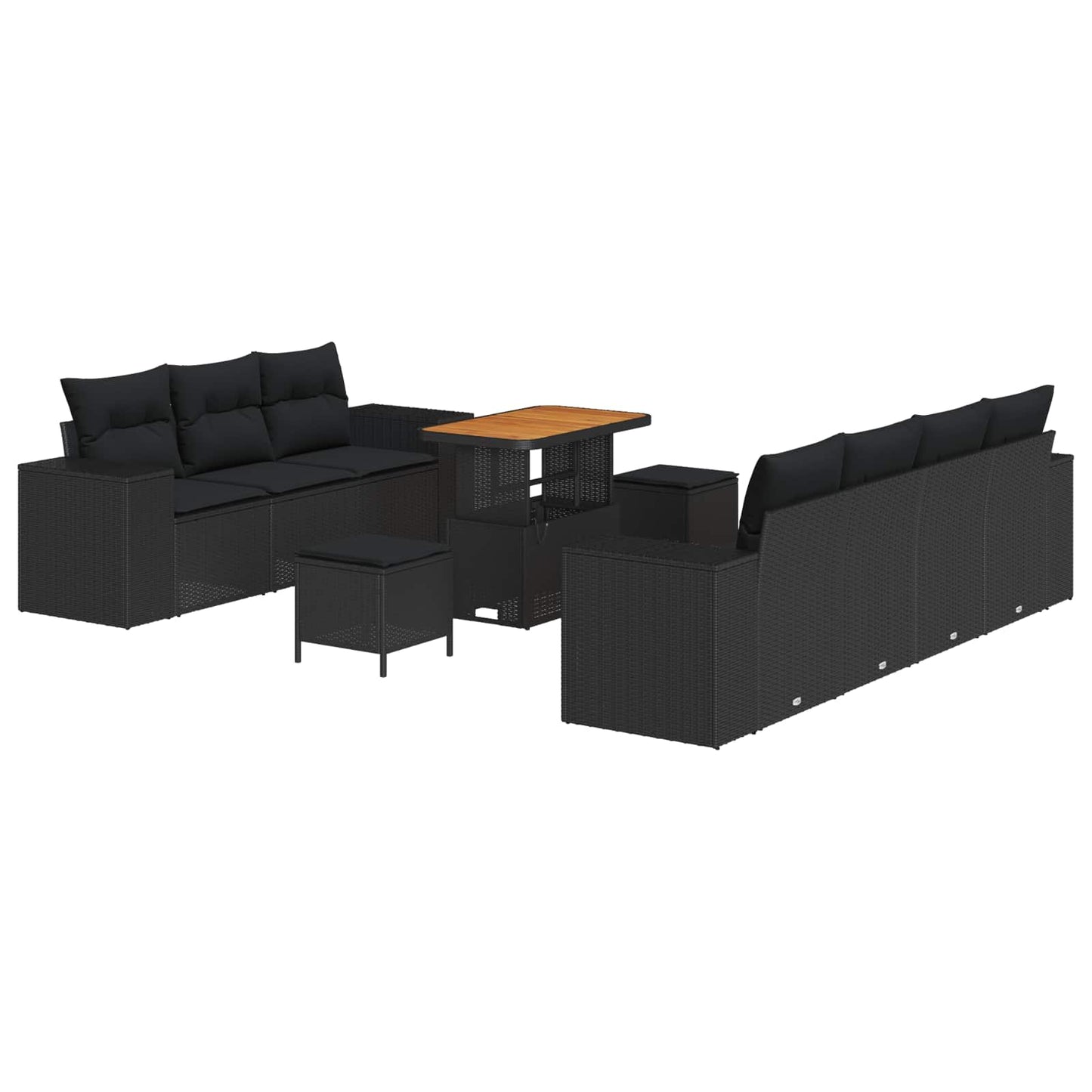 Tuin Sofa Set 10 pcs Zwart poly rattan