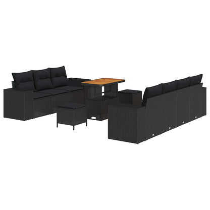 Tuin Sofa Set 10 pcs Zwart poly rattan