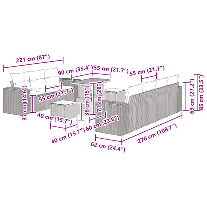 Tuin Sofa Set 10 pcs Zwart poly rattan