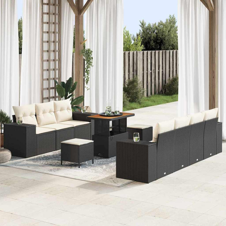 Tuin Sofa Set 10 pcs Zwart poly rattan