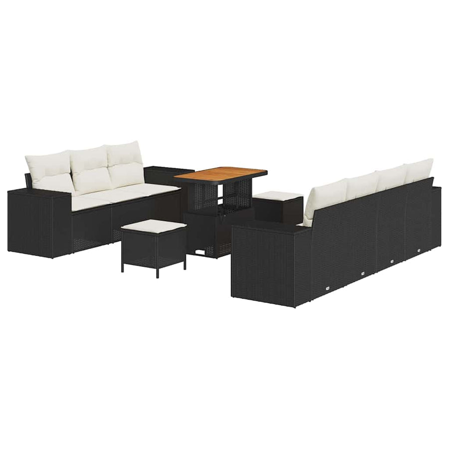 Tuin Sofa Set 10 pcs Zwart poly rattan