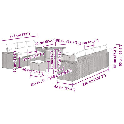 Tuin Sofa Set 10 pcs Zwart poly rattan