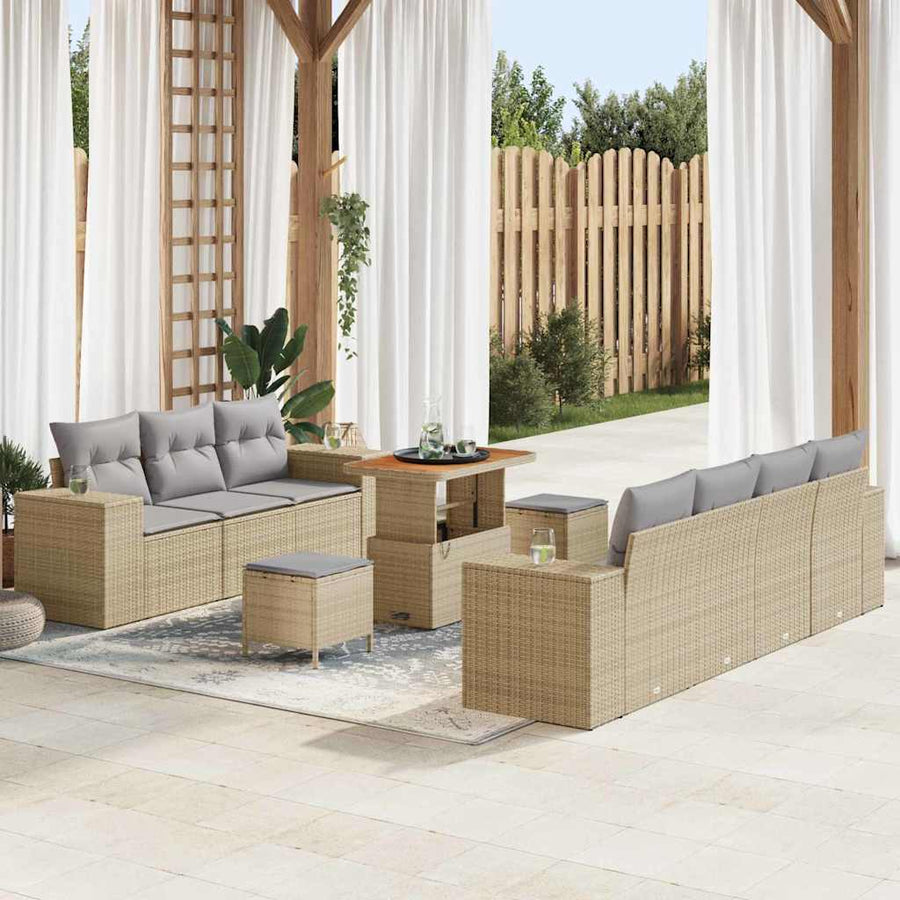 Tuin Sofa Set 10 pcs Beige poly rattan