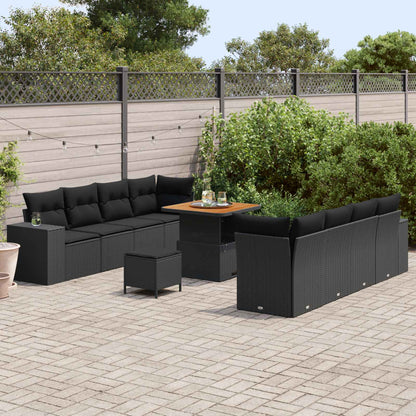 Tuin Sofa Set met kussen 11 pcs Zwart poly rattan