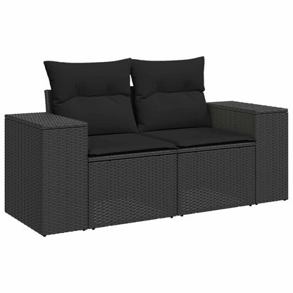 Tuin Sofa Set met kussen 11 pcs Zwart poly rattan