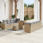 Tuinset poly rattan 11-delig beige
