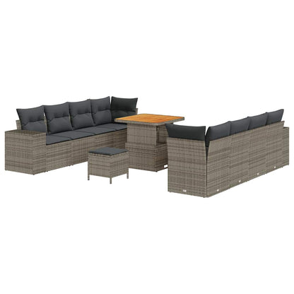 Tuin Sofa Set met kussen 11 pcs Grijs poly rattan