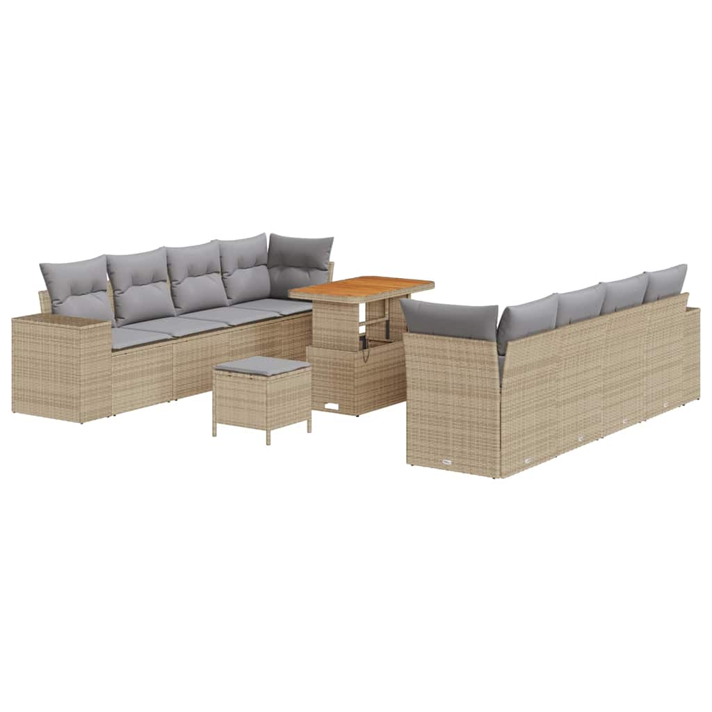 Tuin Sofa Set met kussen 11 pcs Beige poly rattan