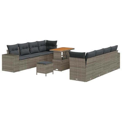 Tuin Sofa Set met kussen 11 pcs Grijs poly rattan