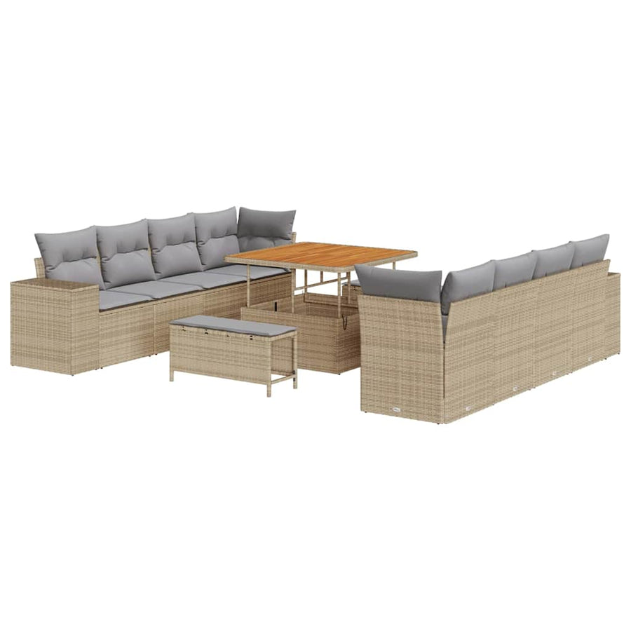 Tuin Sofa Set met kussen 11 pcs Beige poly rattan