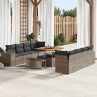 Tuinbank set poly rattan grijs 11-delig