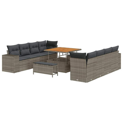Tuin Sofa Set met kussen 11 pcs Grijs poly rattan