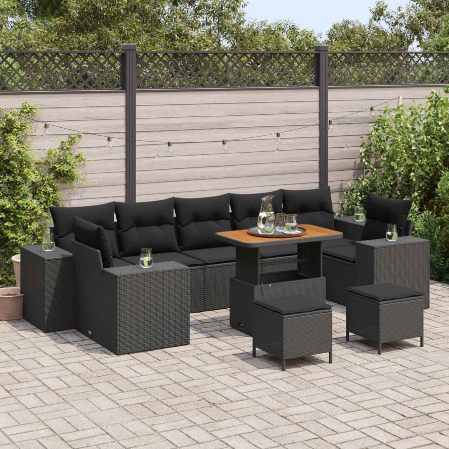 Tuin Sofa Set 10 pcs Zwart poly rattan