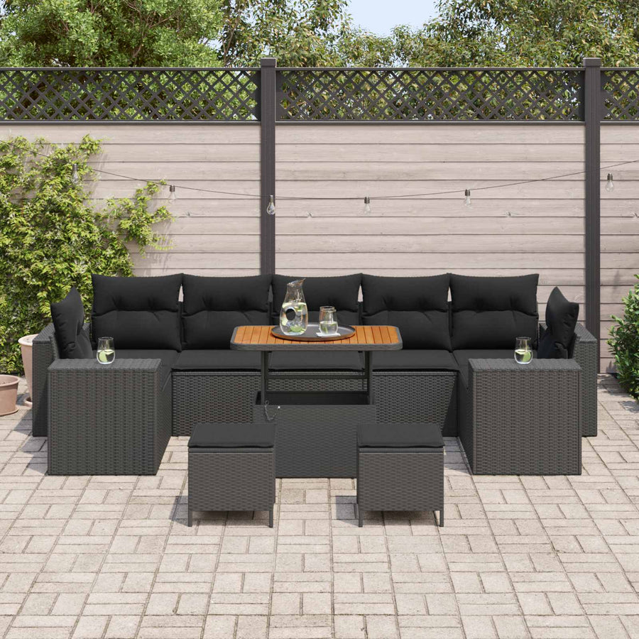 Tuin Sofa Set 10 pcs Zwart poly rattan
