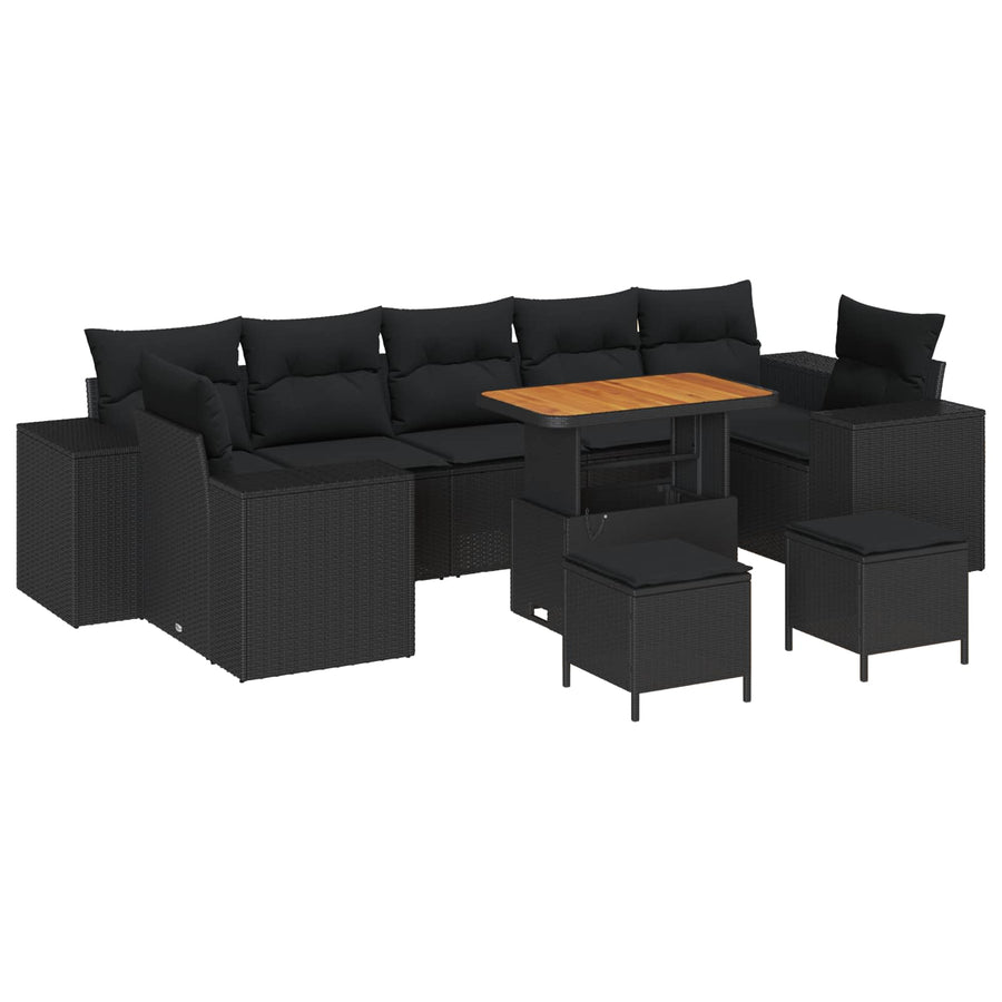 Tuin Sofa Set 10 pcs Zwart poly rattan
