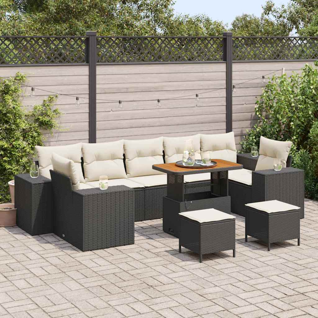 Tuin Sofa Set 10 pcs Zwart poly rattan
