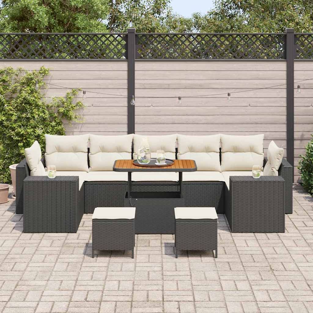 Tuin Sofa Set 10 pcs Zwart poly rattan