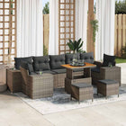 Tuinbankset poly rattan grijs 10-delig