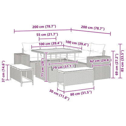 Tuin Sofa Set met kussen 8 pcs Zwart poly rattan
