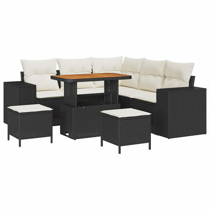 Tuin Sofa Set met kussen 8 pcs Zwart poly rattan