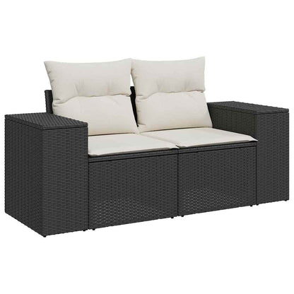 Tuin Sofa Set met kussen 8 pcs Zwart poly rattan