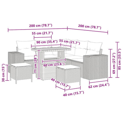 Tuin Sofa Set met kussen 8 pcs Zwart poly rattan
