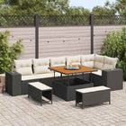 Tuinset poly rattan 9-delig zwart