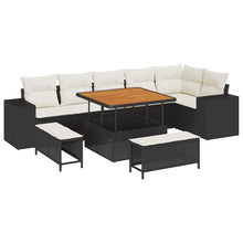 Tuin Sofa Set met kussen 9 pcs Zwart poly rattan