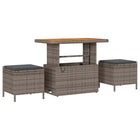 Tuinbankset poly rattan grijs 9-delig