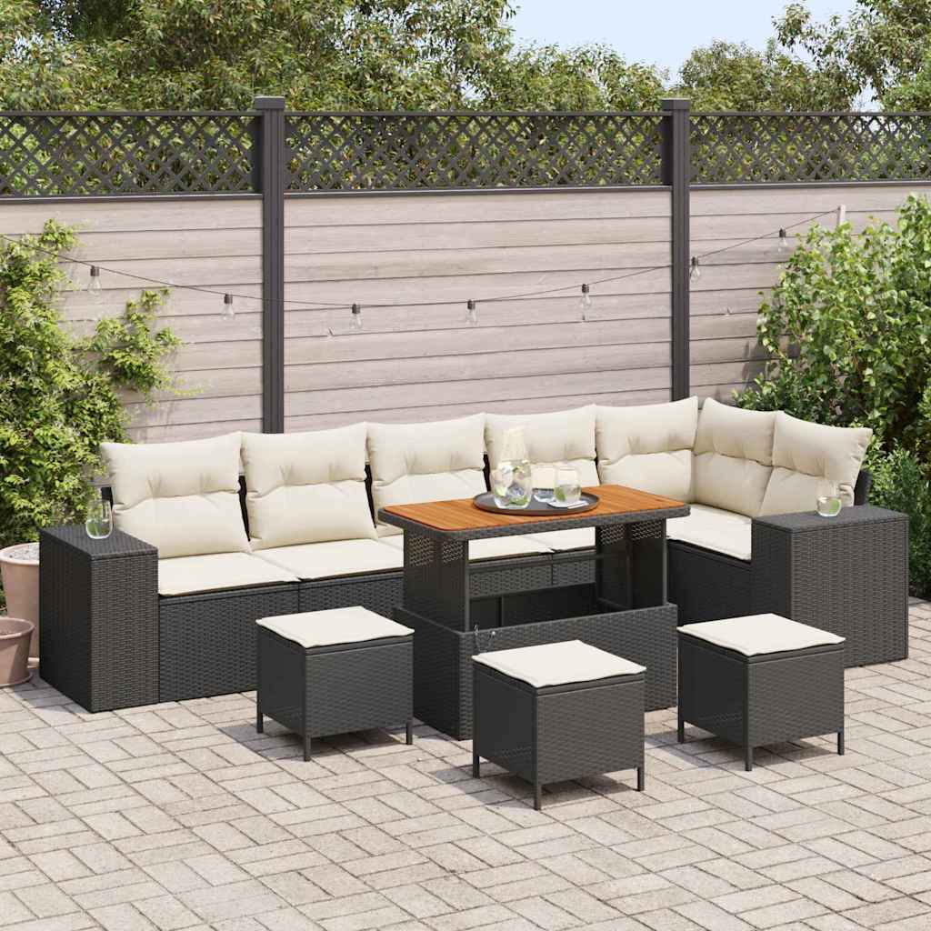 Tuin Sofa Set 10 pcs Zwart poly rattan