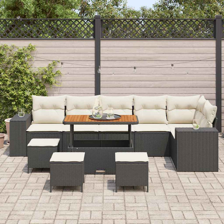 Tuin Sofa Set 10 pcs Zwart poly rattan