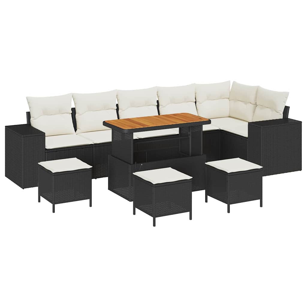 Tuin Sofa Set 10 pcs Zwart poly rattan